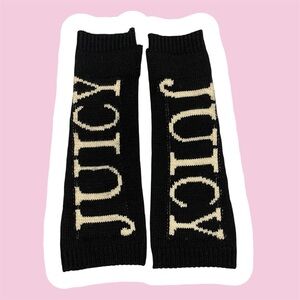 Juicy Couture: Black Fingerless Glovelettes Gloves W Juicy Embroidery • NEW 👑
